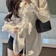 Ruffled Long-Sleeve Blouse