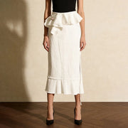 Ruffle-Trim Straight Skirt
