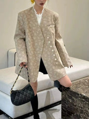 Floral-Pattern Collarless Blazer