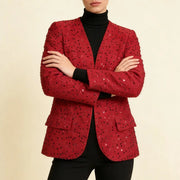 Embellished Collarless Open-Front Jacket
