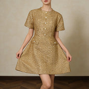 Textured Button-Front Mini Dress