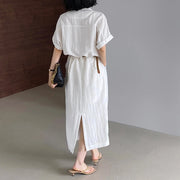 Relaxed Short-Sleeve Shirt Dress