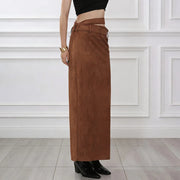 High-Waist Straight Long Skirt