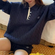 Cable-Textured Top and Shorts Set