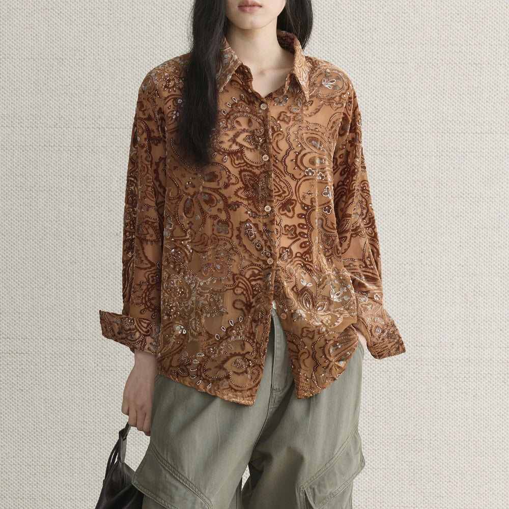 Paisley-Print Button-Up Shirt