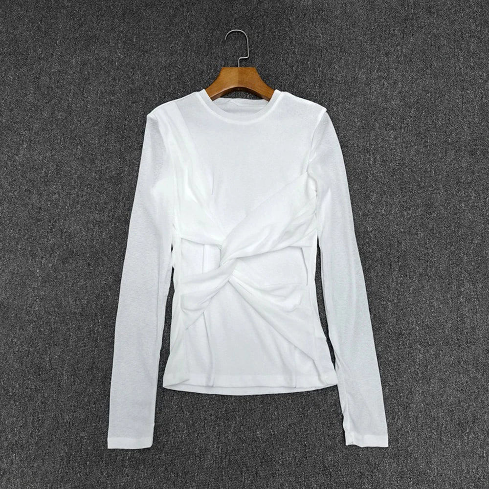 Twist-Front Long-Sleeve Top