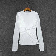 Twist-Front Long-Sleeve Top