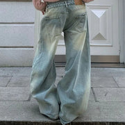 Layered-Waist Wide-Leg Jeans
