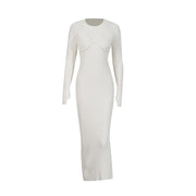 Cutout-Bodice Long-Sleeve Dress