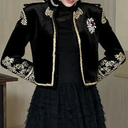 Embellished Open-Front Cropped Jacket
