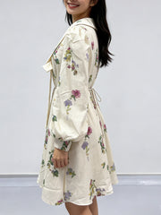 Floral Oversized-Collar Dress