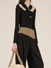 Crisscross Cutout Long-Sleeve Top