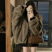 Oversized Hooded Zip-Up Jacket