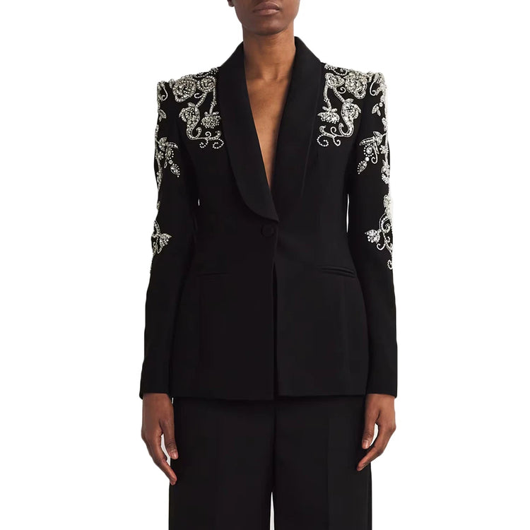 Embellished Shawl-Collar Blazer
