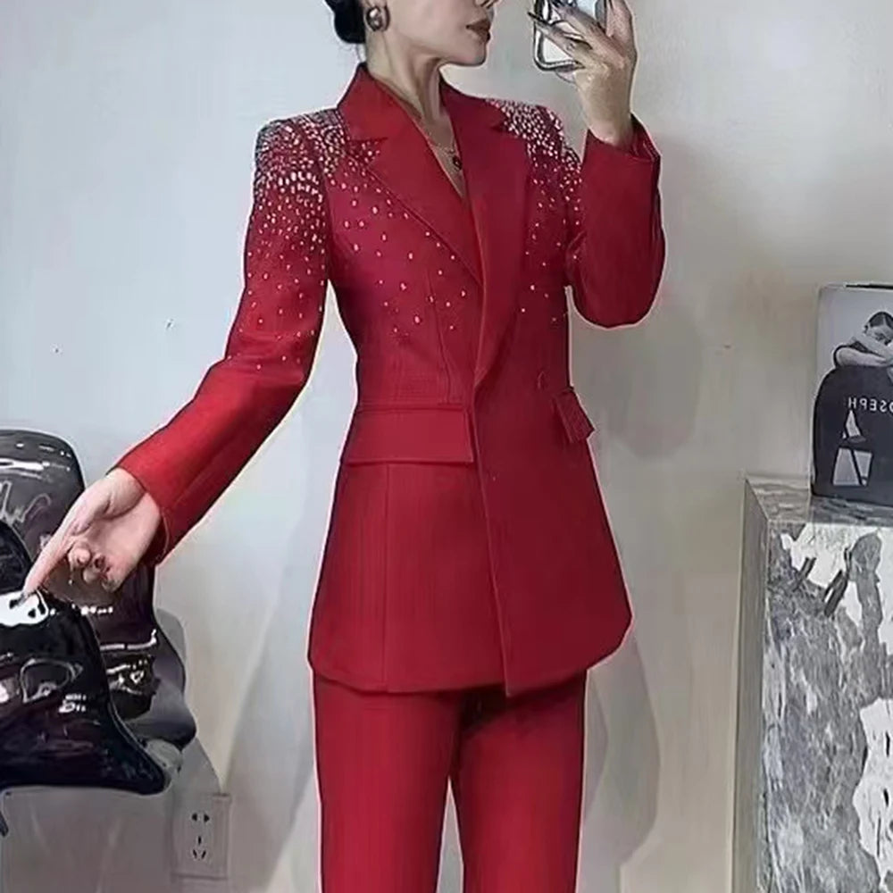 Embellished Blazer and Pants Set