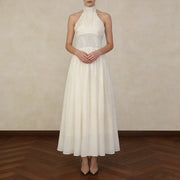 Pleated Halter Long Dress
