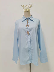 Statement-Button Oversized Shirt