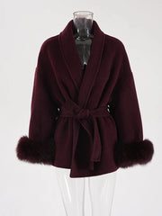 Belted Shawl-Collar Coat