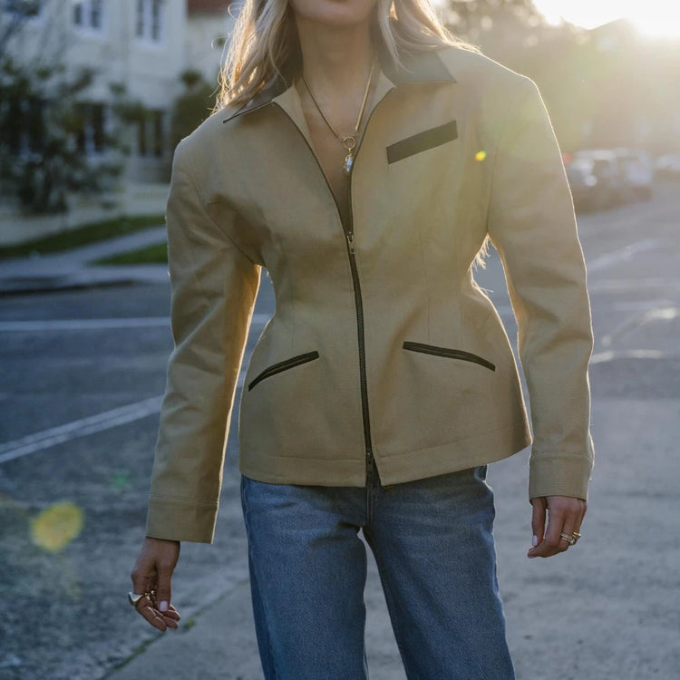 Contrast-Trim Zip Jacket