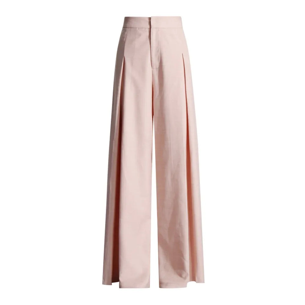 Pleated Wide-Leg Tailored Pants