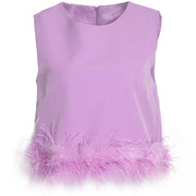 Wispy-Hem Sleeveless Crop Top