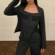 Square-Neck Corset-Style Jacket