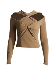 Crisscross Cutout Long-Sleeve Top