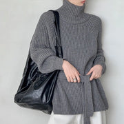 Ribbed Turtleneck Longline Sweater