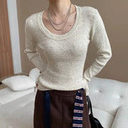 Scoop-Neck Ribbed Long-Sleeve Top
