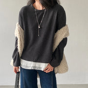 Contrast Ruffle-Hem Relaxed Top
