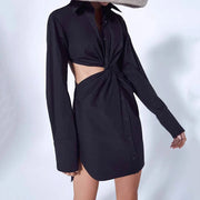 Cutout-Waist Mini Shirt Dress