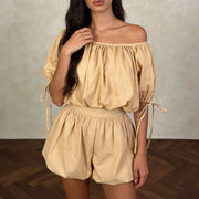 Off-Shoulder Puff-Sleeve Blouse