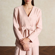 Tie-Waist Collarless Blazer