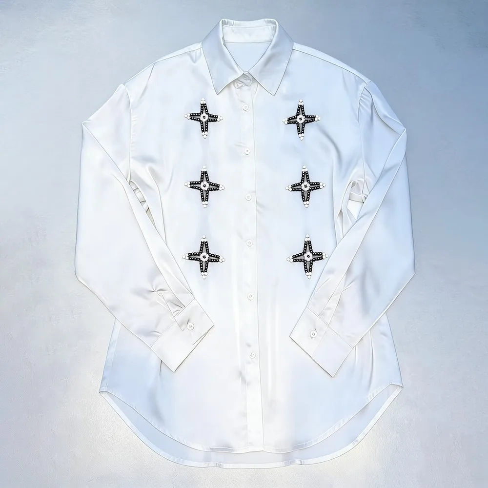 Geometric Embellished Button Shirt