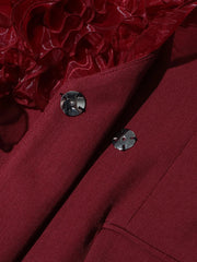 Ruffle Applique Longline Blazer