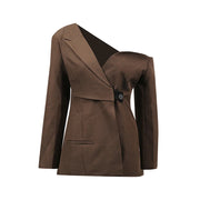 Asymmetric-Neck Tailored Jacket