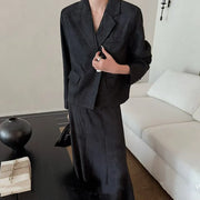 TWOTWINSTYLE Solid Spliced Pocket Two Piece Set Female Lapel Long Sleeve Jacket Temperament Women's Long Skirt Set Fashion New