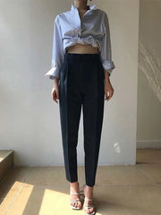 Pleated Tapered Ankle Pants