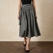 Checked Gathered A-Line Skirt