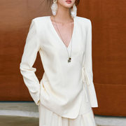 V-Neck Side-Tie Blouse
