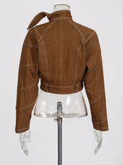 Cropped Jacket and Straight-Leg Pants Set