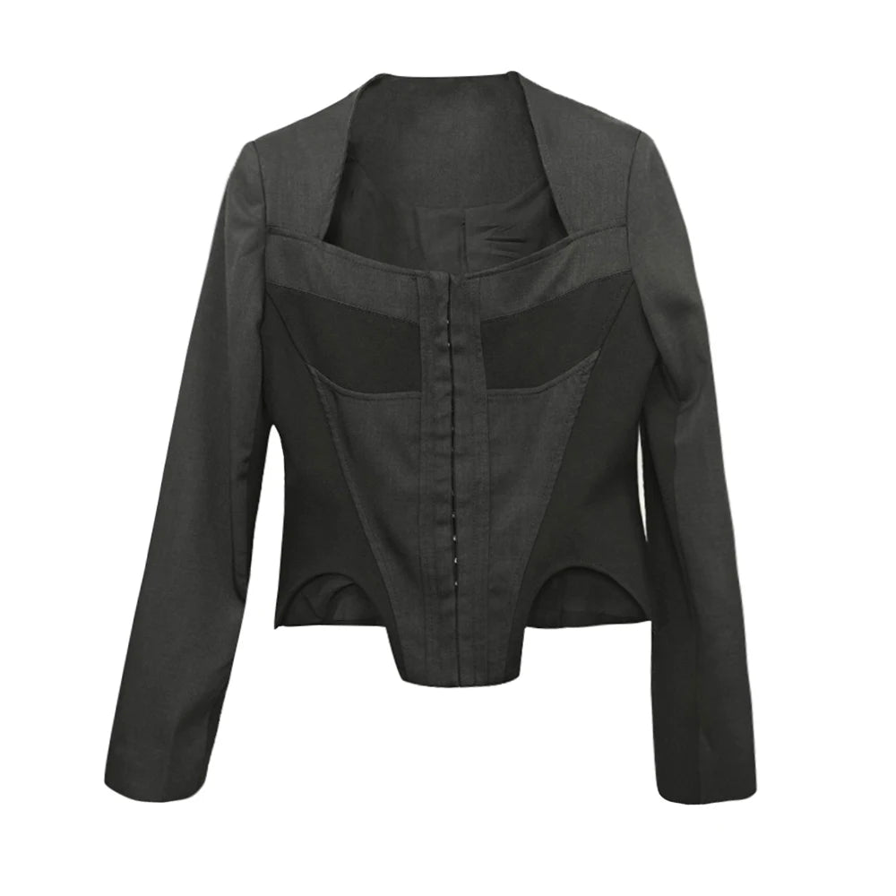 Square-Neck Corset-Style Jacket