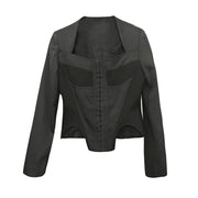 Square-Neck Corset-Style Jacket