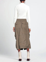 Zip-Front Cargo-Pocket Skirt