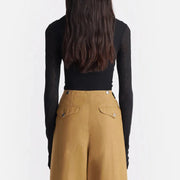 Twist-Front Long-Sleeve Top