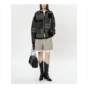 Patchwork-Print Zip-Up Jacket