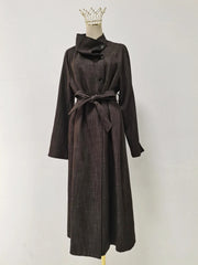 Asymmetric-Collar Long Trench Coat
