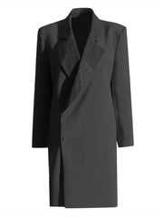 Embellished-Lapel Longline Blazer