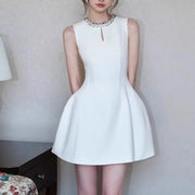 Keyhole Sleeveless Flared Mini Dress