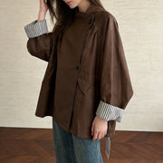 Asymmetric Button-Front Trench Coat
